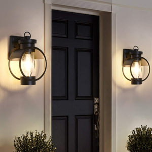 English Elm Dusk to Dawn Seeded Glass Outdoor Wall Sconce Matte Black Photocell 2 Pack T6202P544011