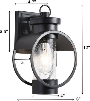 English Elm Dusk to Dawn Seeded Glass Outdoor Wall Sconce Matte Black Photocell 2 Pack T6202P544011