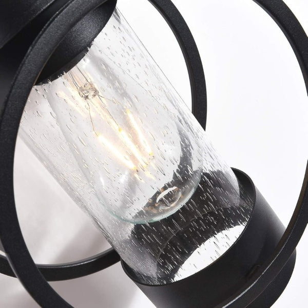 English Elm Dusk to Dawn Seeded Glass Outdoor Wall Sconce Matte Black Photocell 2 Pack T6202P544011