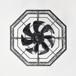 English Elm 19.3''H Black Metal Fandelier with Crystal Floral Cage Modern Industrial Ceiling Fan T6202P545786