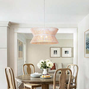 English Elm 17.7 Inch Wood Wicker Chandelier Three Light Boho Farmhouse Pendant for Living Room T6202P545844