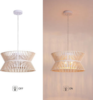 English Elm 17.7 Inch Wood Wicker Chandelier Three Light Boho Farmhouse Pendant for Living Room T6202P545844