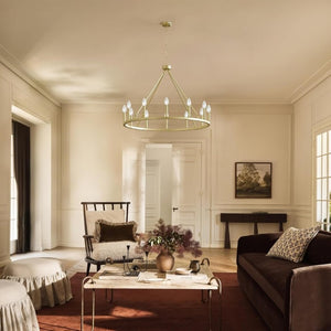 English Elm 39.3 Inch Brushed Gold Wagon Wheel Chandelier 16 Light Farmhouse Fixture for Tall Foyers T6202P545856