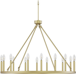 English Elm 39.3 Inch Brushed Gold Wagon Wheel Chandelier 16 Light Farmhouse Fixture for Tall Foyers T6202P545856