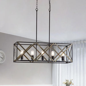 English Elm 33.7''W Five Light Brushed Nickel Chandelier Modern Cylinder Pendant for Kitchen Island T6202P546172
