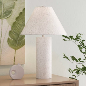 English Elm 22.75 Inch Resin Table Lamp with Linen Shade and USB Charging Ports for Bedroom T6202P547864