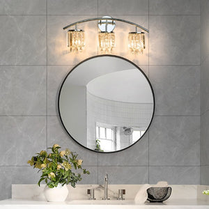 English Elm Crystal Strand Wall Sconce 3 Light Chrome Vanity Fixture with Cascading Glam Shimmer T6202P549522