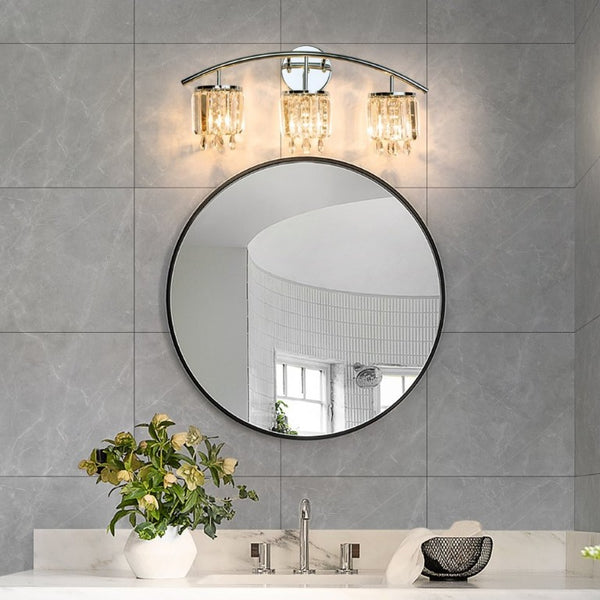 English Elm Crystal Strand Wall Sconce 3 Light Chrome Vanity Fixture with Cascading Glam Shimmer T6202P549522