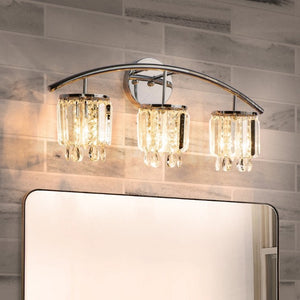 English Elm Crystal Strand Wall Sconce 3 Light Chrome Vanity Fixture with Cascading Glam Shimmer T6202P549522