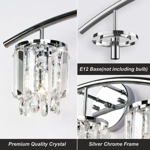 English Elm Crystal Strand Wall Sconce 3 Light Chrome Vanity Fixture with Cascading Glam Shimmer T6202P549522