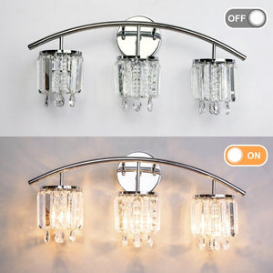 English Elm Crystal Strand Wall Sconce 3 Light Chrome Vanity Fixture with Cascading Glam Shimmer T6202P549522