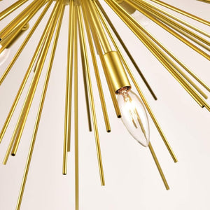 English Elm Gold Sputnik Seven Light Starburst Chandelier Mid Century Metal Pendant for Dining Entryway T6202P549529