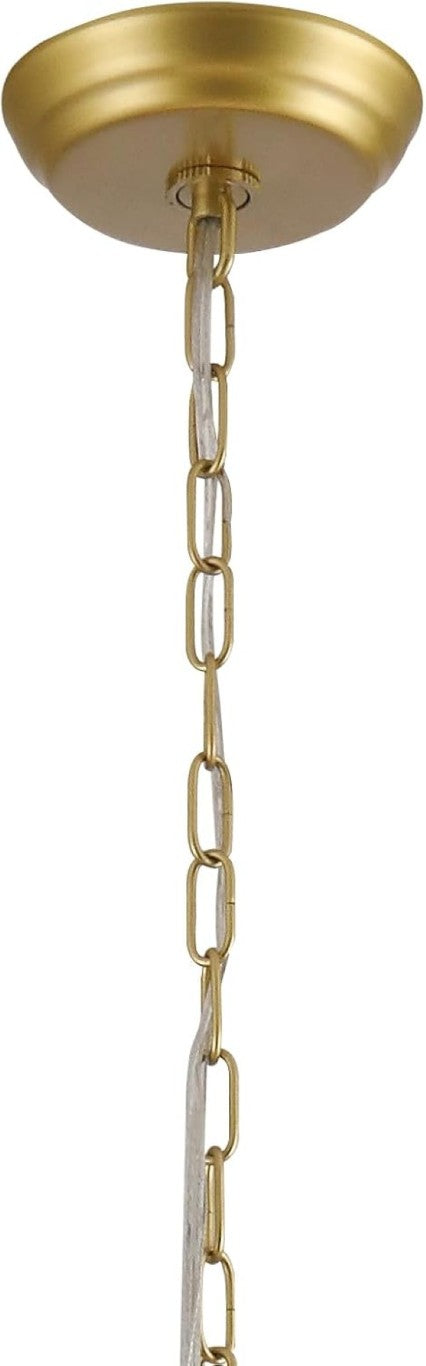 English Elm Sputnik Starburst Chandelier 7 Arm Black Gold Metal Pendant for Dining Room Entryway T6202P549532