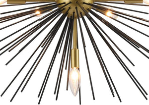 English Elm Sputnik Starburst Chandelier 7 Arm Black Gold Metal Pendant for Dining Room Entryway T6202P549532