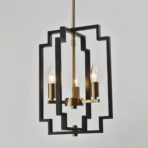 English Elm Small Geometric Lantern Pendant Farmhouse Metal Frame Open Shade Kitchen Entryway Light T6202P549640