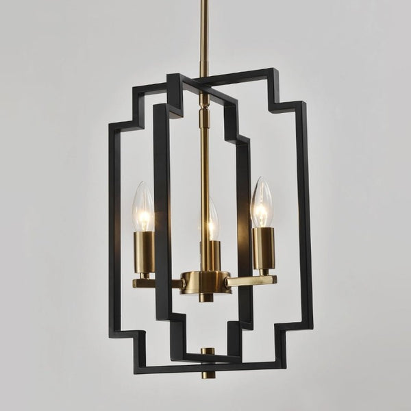 English Elm Small Geometric Lantern Pendant Farmhouse Metal Frame Open Shade Kitchen Entryway Light T6202P549640