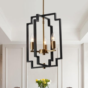 English Elm Small Geometric Lantern Pendant Farmhouse Metal Frame Open Shade Kitchen Entryway Light T6202P549640