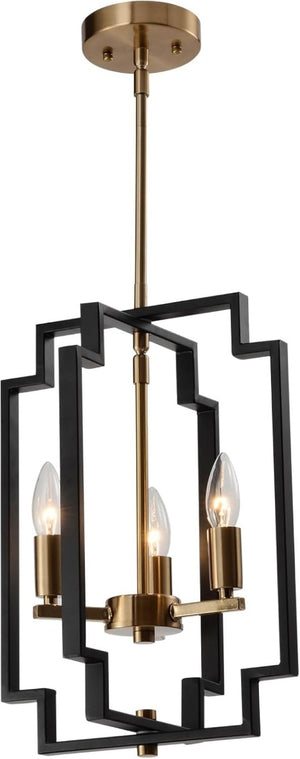 English Elm Small Geometric Lantern Pendant Farmhouse Metal Frame Open Shade Kitchen Entryway Light T6202P549640