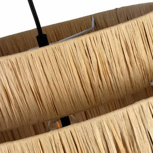 English Elm 3-Light Raffia Woven Tiered Chandelier Bohemian Pendant for Dining Room or Bedroom T6202P552097