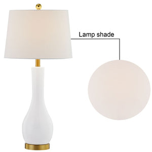English Elm Modern Ceramic Bedside Lamp Set Glossy White Brass Accent USB Charging Dimmable T6202P552111