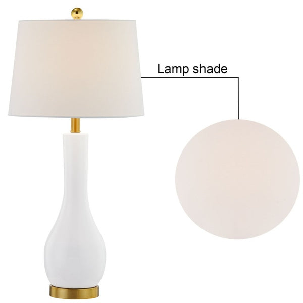 English Elm Modern Ceramic Bedside Lamp Set Glossy White Brass Accent USB Charging Dimmable T6202P552111
