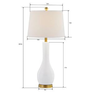 English Elm Modern Ceramic Bedside Lamp Set Glossy White Brass Accent USB Charging Dimmable T6202P552111