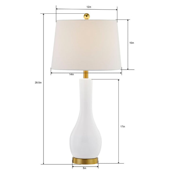English Elm Modern Ceramic Bedside Lamp Set Glossy White Brass Accent USB Charging Dimmable T6202P552111