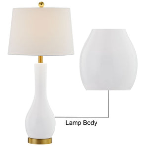 English Elm Modern Ceramic Bedside Lamp Set Glossy White Brass Accent USB Charging Dimmable T6202P552111