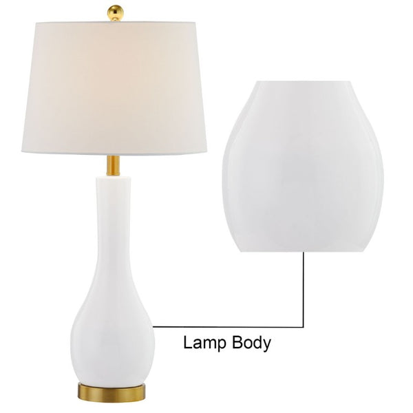 English Elm Modern Ceramic Bedside Lamp Set Glossy White Brass Accent USB Charging Dimmable T6202P552111