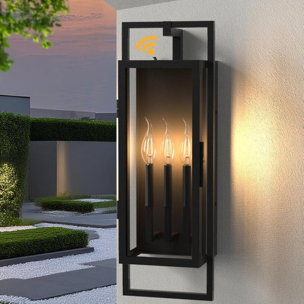 English Elm 25 Inch Three Light Matte Black Outdoor Wall Sconce with Dusk to Dawn Photosensor T6202P552122