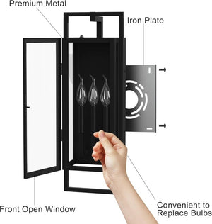 English Elm 25 Inch Three Light Matte Black Outdoor Wall Sconce with Dusk to Dawn Photosensor T6202P552122