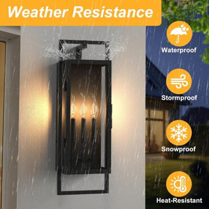 English Elm 25 Inch Three Light Matte Black Outdoor Wall Sconce with Dusk to Dawn Photosensor T6202P552122