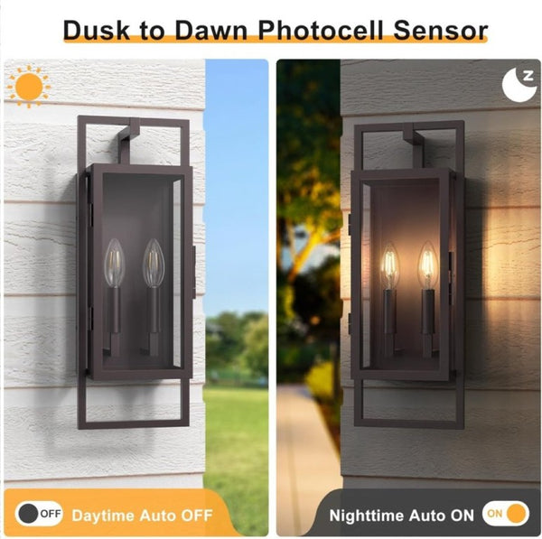 English Elm 21.5 Inch Oil Rubbed Bronze Outdoor Wall Sconce Dusk to Dawn Photosensor Lantern T6202P552135