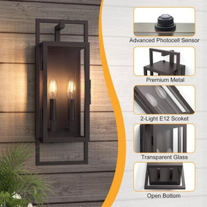 English Elm 21.5 Inch Oil Rubbed Bronze Outdoor Wall Sconce Dusk to Dawn Photosensor Lantern T6202P552135