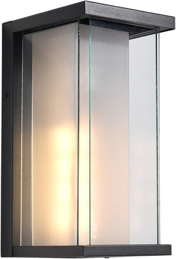 English Elm Dusk to Dawn Matte Black Outdoor Wall Sconce with Tempered Glass Auto Sensor 2 Pack T6202P552209