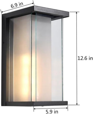 English Elm Dusk to Dawn Matte Black Outdoor Wall Sconce with Tempered Glass Auto Sensor 2 Pack T6202P552209