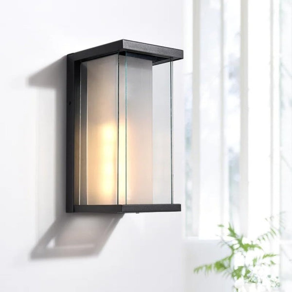 English Elm Dusk to Dawn Matte Black Outdoor Wall Sconce with Tempered Glass Auto Sensor 2 Pack T6202P552209