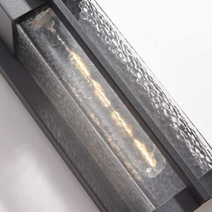 English Elm 2-Pack Dusk to Dawn Outdoor Wall Sconces Matte Black Lantern with Hammered Glass T6202P552213