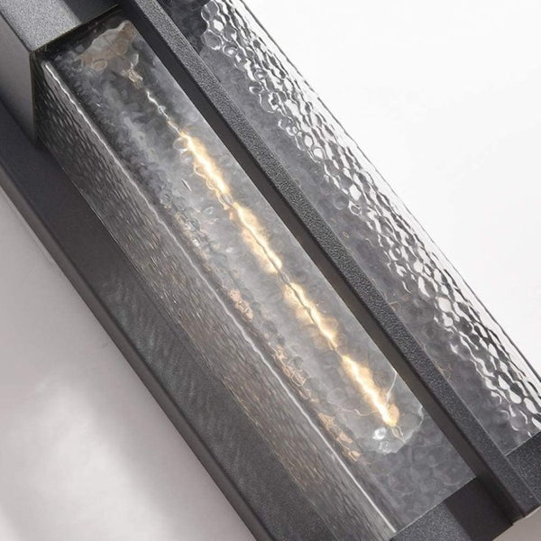 English Elm 2-Pack Dusk to Dawn Outdoor Wall Sconces Matte Black Lantern with Hammered Glass T6202P552213