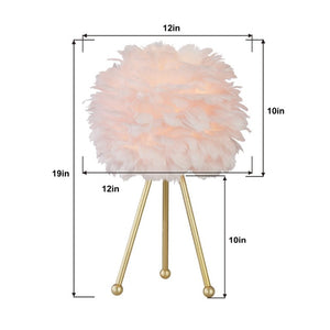 English Elm Pink Feather Globe Lamp Set of Two with Gold Tripod Base for Bedroom or Living Room T6202P552269
