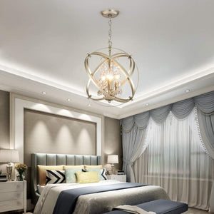 English Elm 4 Light Crystal Globe Chandelier Champagne Gold Sphere Frame for Dining and Entryway T6202P553726