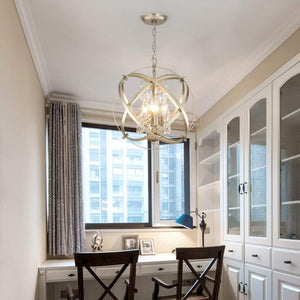 English Elm 4 Light Crystal Globe Chandelier Champagne Gold Sphere Frame for Dining and Entryway T6202P553726