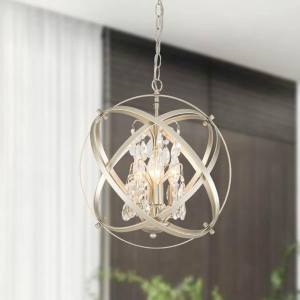 English Elm 4 Light Crystal Globe Chandelier Champagne Gold Sphere Frame for Dining and Entryway T6202P553726