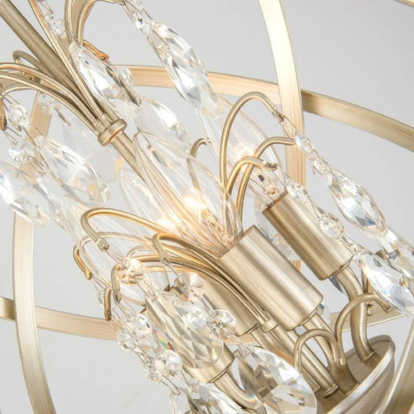 English Elm 4 Light Crystal Globe Chandelier Champagne Gold Sphere Frame for Dining and Entryway T6202P553726