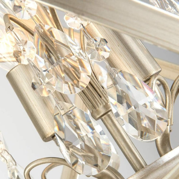 English Elm 4 Light Crystal Globe Chandelier Champagne Gold Sphere Frame for Dining and Entryway T6202P553726