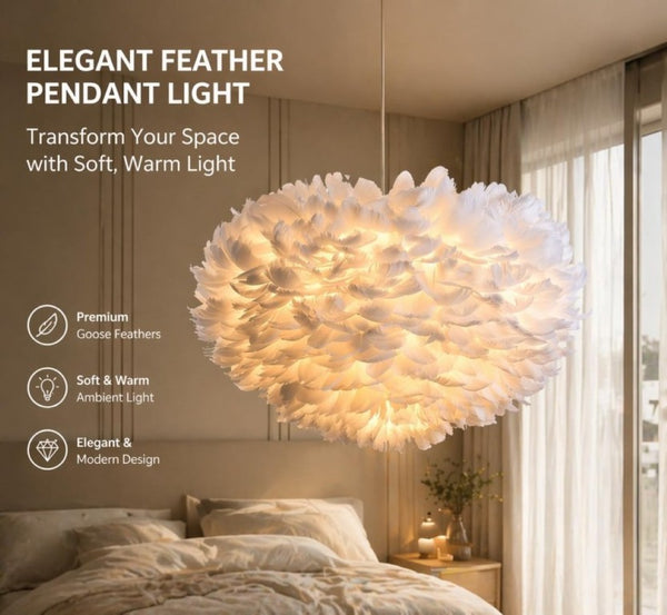 English Elm 18 Inch Goose Feather Chandelier with 3 Lights Romantic Bedroom Ceiling Fixture T6202P555350
