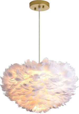 English Elm 18 Inch Goose Feather Chandelier with 3 Lights Romantic Bedroom Ceiling Fixture T6202P555350