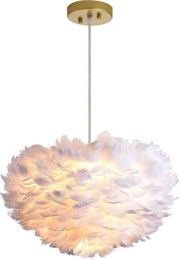 English Elm 18 Inch Goose Feather Chandelier with 3 Lights Romantic Bedroom Ceiling Fixture T6202P555350