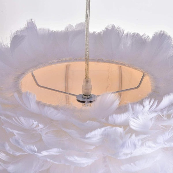 English Elm 18 Inch Goose Feather Chandelier with 3 Lights Romantic Bedroom Ceiling Fixture T6202P555350
