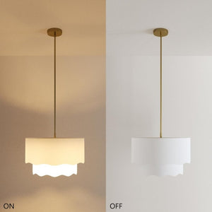 English Elm 19.6 Inch Two Tier Linen Drum Chandelier Brushed Gold 3 Light Fixture for Dining Rooms T6202P555408